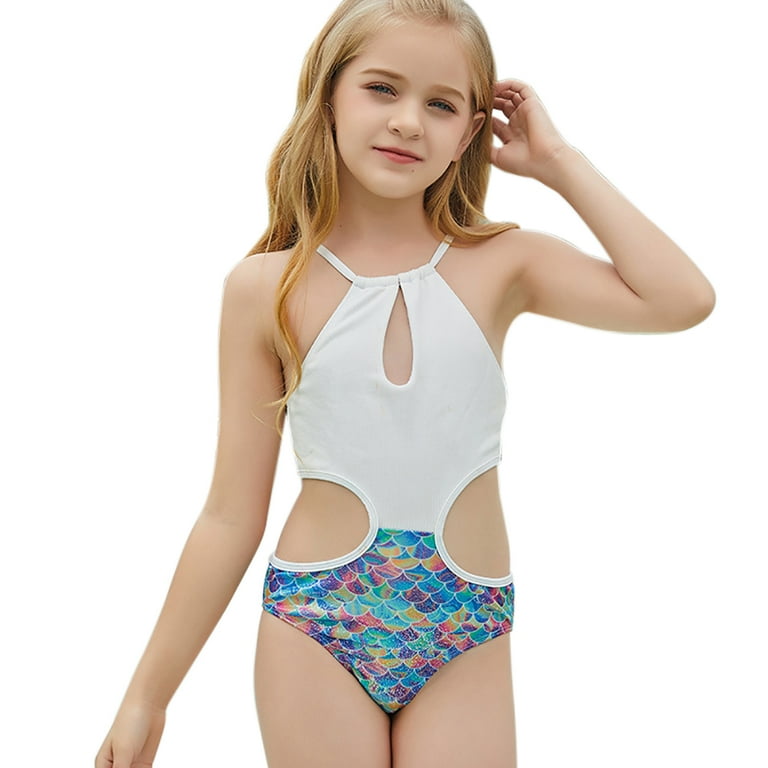 Esho Girls One-Piece/Two-Pieces Swimsuits Swimwear Children Holiday Beach  Wear Bathing Suit 7-12Y 