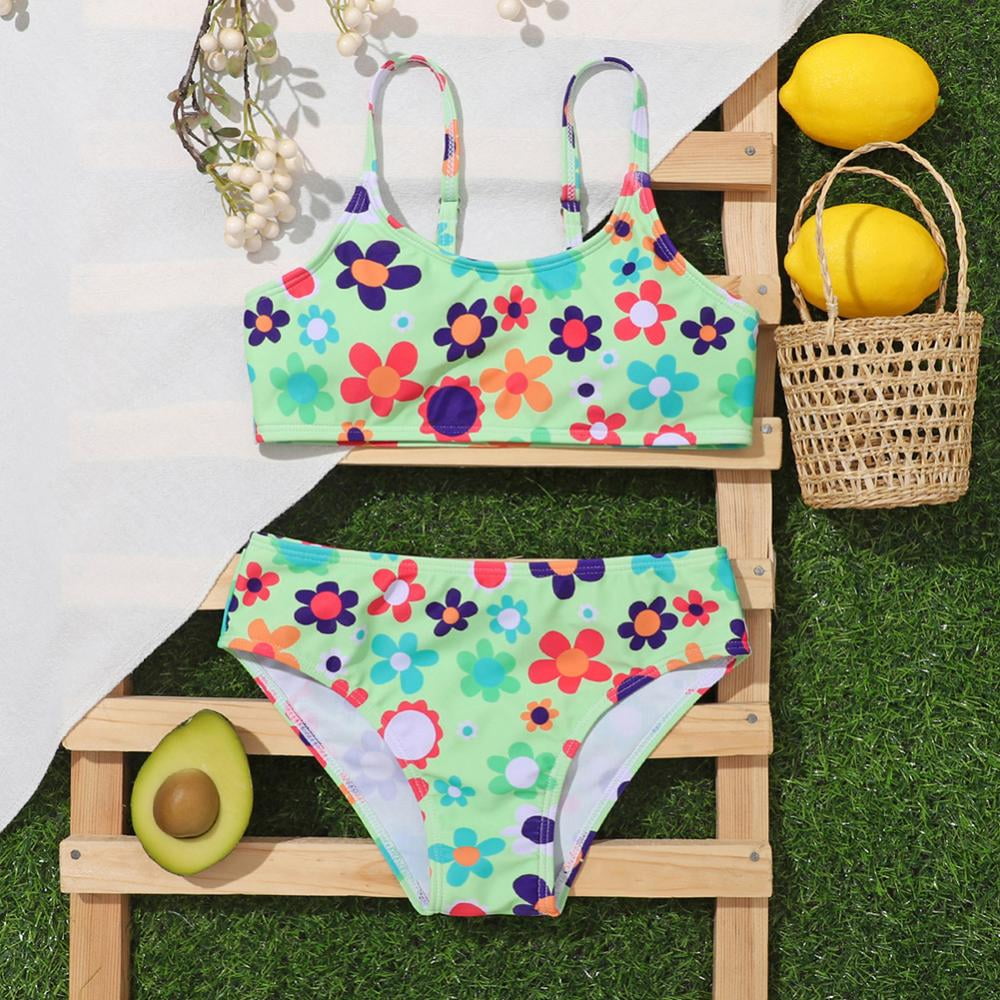 Esho Girls Summer Bikinis Swimsuit Floral Bathing Suit Swimwear, 2 