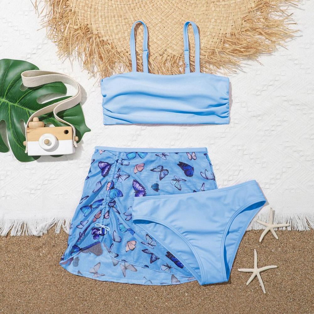 Esho Girls One-Piece/Two-Pieces Swimsuits Swimwear Children Holiday Beach  Wear Bathing Suit 7-12Y 