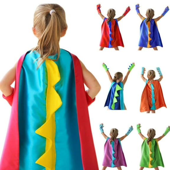 Esho Kids Dinosaur Capes Gloves Set, 3-8T Little Boys Girls Party Supplies Christmas Halloween Gifts