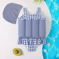 thumbnail image 1 of Esho Little Boys Girls One Piece Rashguard Float Suit With Swim Cap, Kids Floral Cartoon Zip up Buoyancy Swimsuit + Hat, 2 Pieces, 2-6 Years, 1 of 4