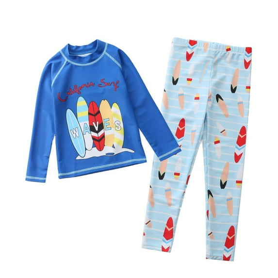 Esho Little Boys Rashguard Swimsuit Kids Surf Bathing Suit Long Sleeve Shirts Long Pants Set 5-10T