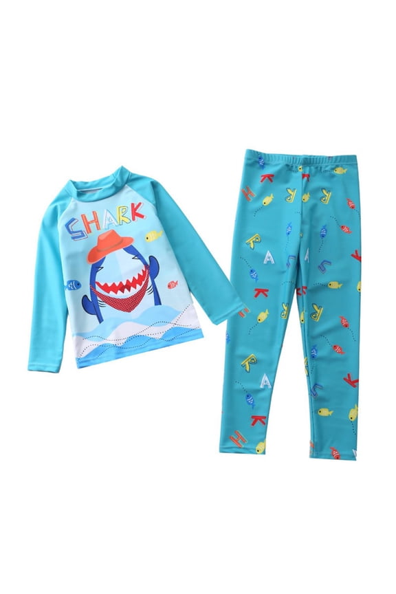 Little Boys Rashguard Swimsuit Kids Surf Bathing Suit Long Sleeve Shirts Long Pants Set 5-10T