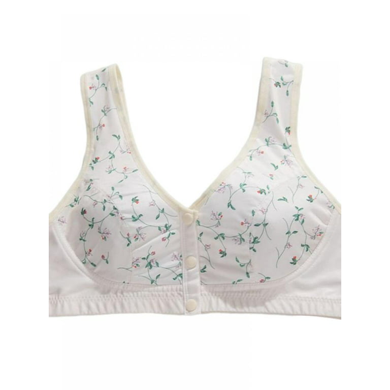 Esho Middle-Aged Elder Woman Floral Wirefree Bra Front Button