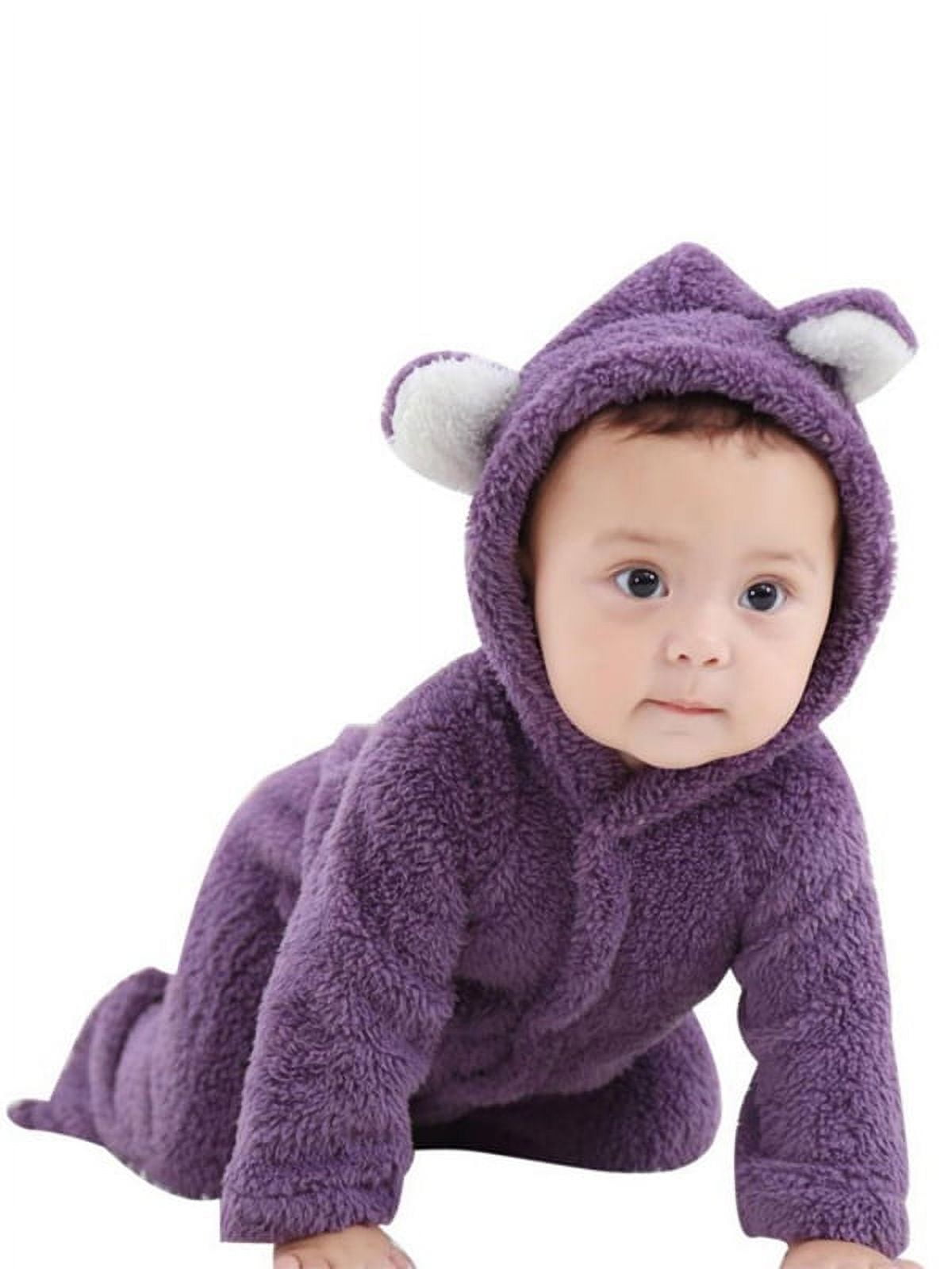 Esho Newborn Baby Boys Girls Fleece Hooded Romper Jumpsuit Infant