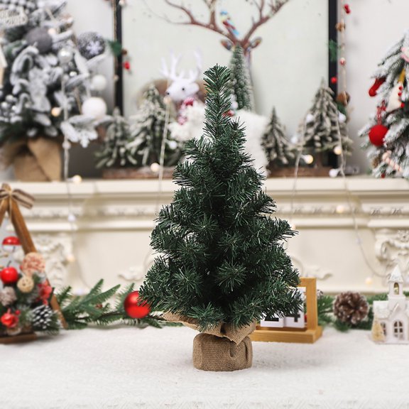 Esho Tabletop Christmas Tree,Linen Base Artificial Christmas Pine Tree for Christmas Home, Kitchen, Dining Table Decorations 15.7/19.6/23.9inches