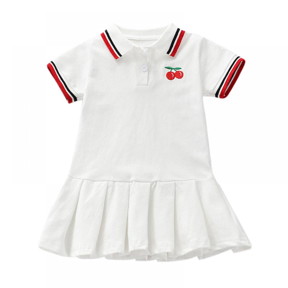 Esho Toddler Baby Girls Sports Aline Dresses Short Sleeve Pleated