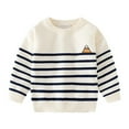 thumbnail image 1 of Esho Toddler Boys Crewneck Striped Sweaters Long Sleeve Sweatshirts Knitted Tops Pullovers, 2-7 Years, 1 of 2