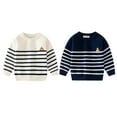 thumbnail image 1 of Esho Toddler Boys Crewneck Striped Sweaters Long Sleeve Sweatshirts Knitted Tops Pullovers, 2-7 Years, 1 of 4