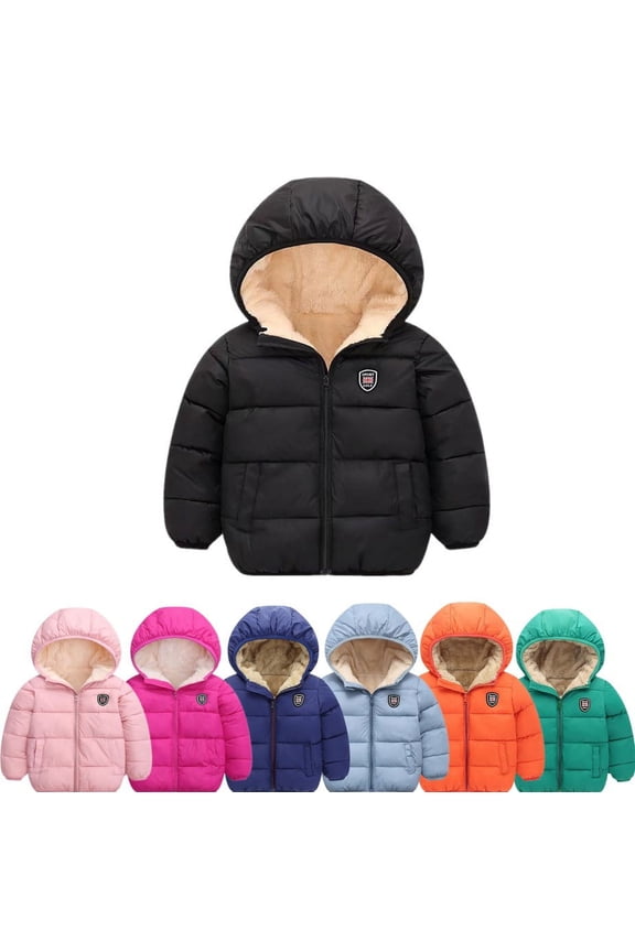 Toddler Boys Girls Thicken Hooded Coats Jackets, Kids Winter Warm Snow Clothes Outwear 2-7T
