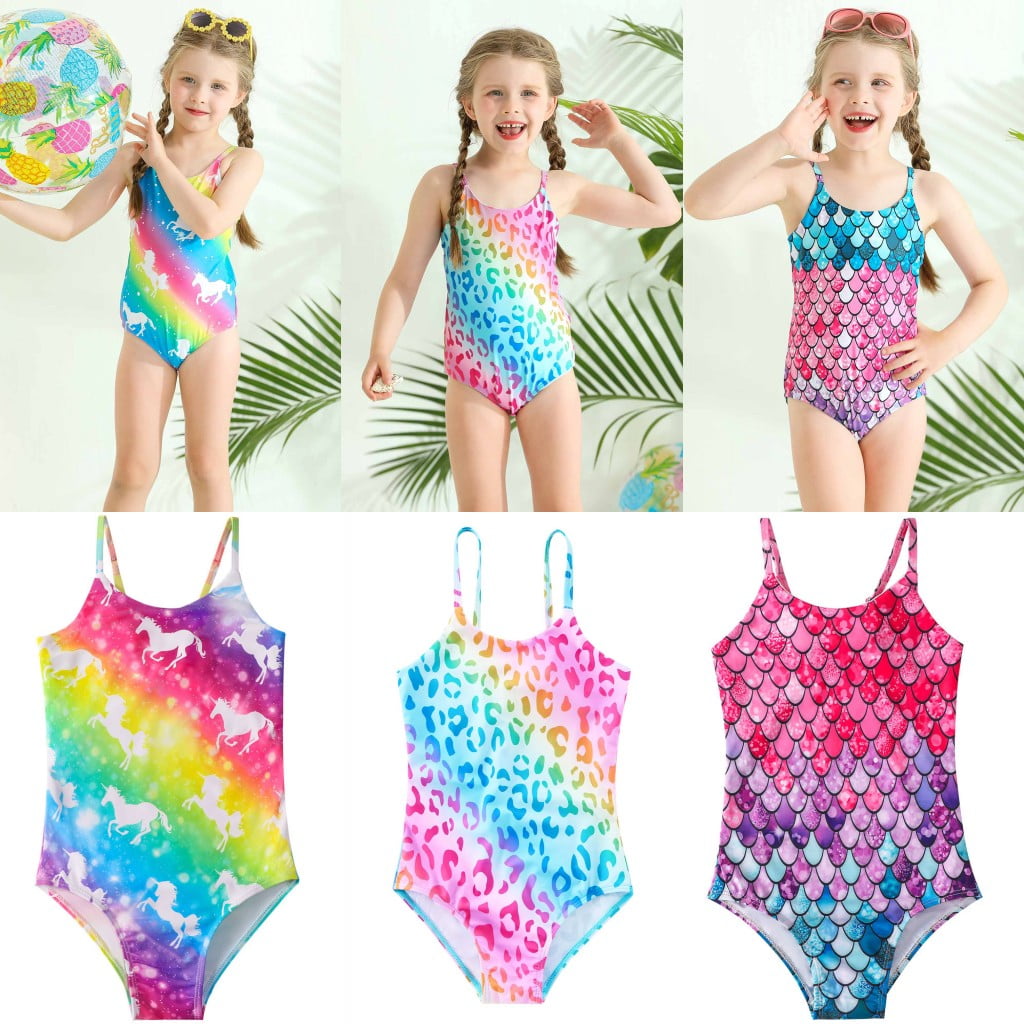 Esho Toddler Girls One-Piece Swimsuits Bathing Suit Kids Princess ...