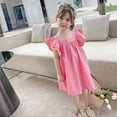 thumbnail image 1 of Esho Toddler Girls Sweet A Line Dresses Kids Ruffled Sleeve Beach Sundress Party Dress 3-8T, 1 of 6