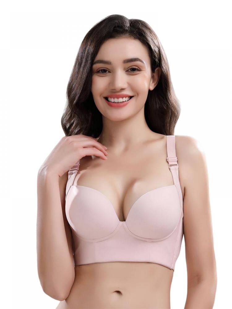 Plus Size Thick-padded Bra, Wire-free, Seamless, Push Up, Anti Sagging,  Side-buckle, Gathered, Reducing, For Women With Big Bust