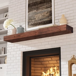 Kincubow Fireplace Mantel Shelf, Solid Pine Wood Wall Mounted Floating Mantel Shelf, 60 Inch, Rustic Farmhouse Style