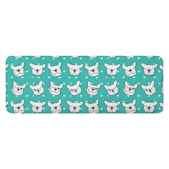 Esign Of Head Pug Dog Kitchen Rug Mat,Kitchen Runner Rugs Non Skid Washable,Decorative Kitchen Floor Mats for Kitchen,Sink,Laundry,17"x47.2"