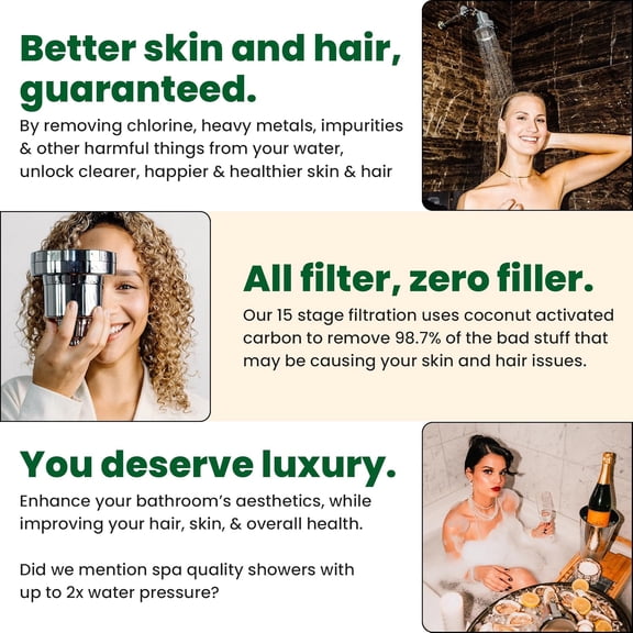Eskiin Shower Head Water Filter Replacement - High Pressure Cartridge for Smooth Hair & Skin, Removes Chlorine & Heavy Metals