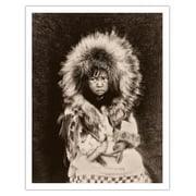Eskimo Child - Noatak Native Alaska - North American Indians - Vintage B&W Historical Photograph by Edward S. Curtis c.1929 - Fine Art Matte Paper Print (Unframed) 11x14in