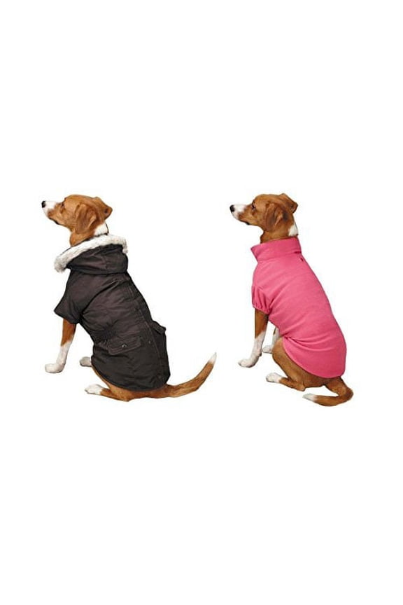 Eskimo Dog Jackets 3 In 1 Layered Water Resistant Fleece Lining in Brown or Grey(Small / Medium Brown Pink)