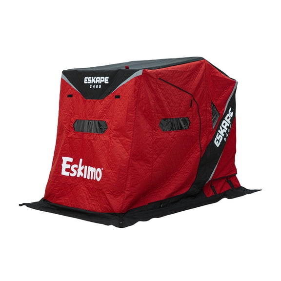 Eskimo Eskape 2400, Sled Ice Shelter, Insulated, Red/Black, Two Person Bench Seat, 38200