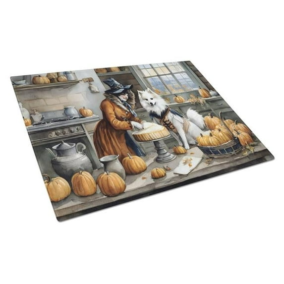Eskimo Fall Kitchen Pumpkins Glass Cutting Board Large 12 in x 15 in