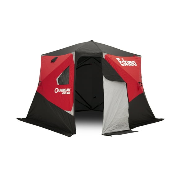 Eskimo Outbreak™ 450XD, Pop-up Portable Ice Shelter, Insulated, Red/Black, 4-5 Person Capacity, 40450