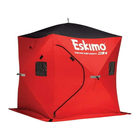 Eskimo QuickFish™ 3i Pop-up Portable Ice Shelter, Insulated, Red/Black, 3-Person Capacity, 69445