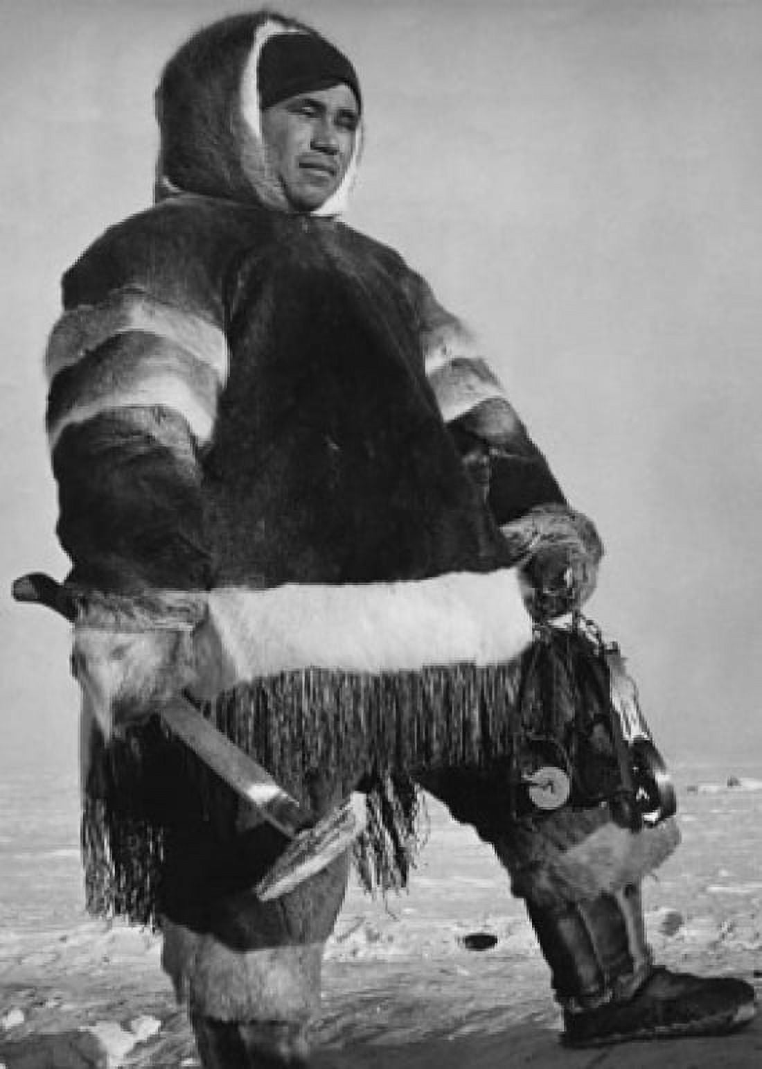Eskimo man holding an axe Northwest Territories Canada Canvas Art - (18 x 24)