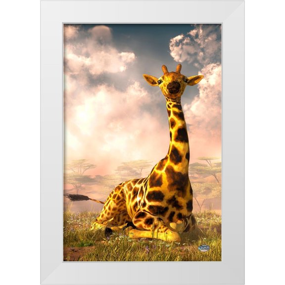 Eskridge, Daniel 11x14 White Modern Wood Framed Museum Art Print Titled - Sitting Giraffe