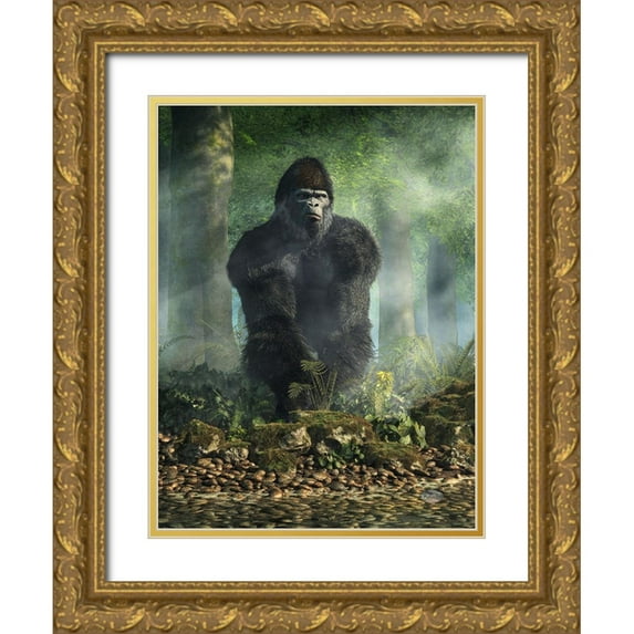 Eskridge, Daniel 12x14 Gold Ornate Wood Framed with Double Matting Museum Art Print Titled - Gorilla