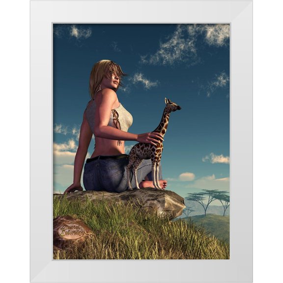 Eskridge, Daniel 12x14 White Modern Wood Framed Museum Art Print Titled - Miniature Giraffe