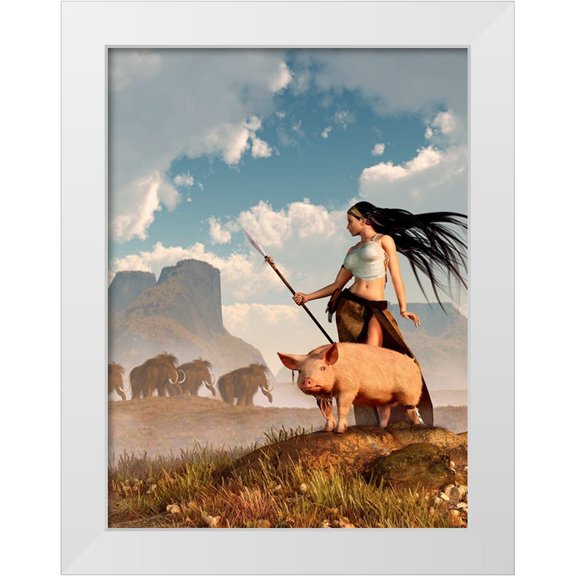 Eskridge, Daniel 12x14 White Modern Wood Framed Museum Art Print Titled - The Savage Hunting Pig