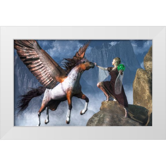Eskridge, Daniel 14x10 White Modern Wood Framed Museum Art Print Titled - Elf Summoning A Pegasus