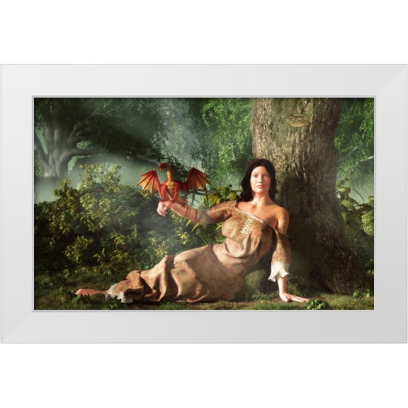 Eskridge, Daniel 14x10 White Modern Wood Framed Museum Art Print Titled - My Little Dragon
