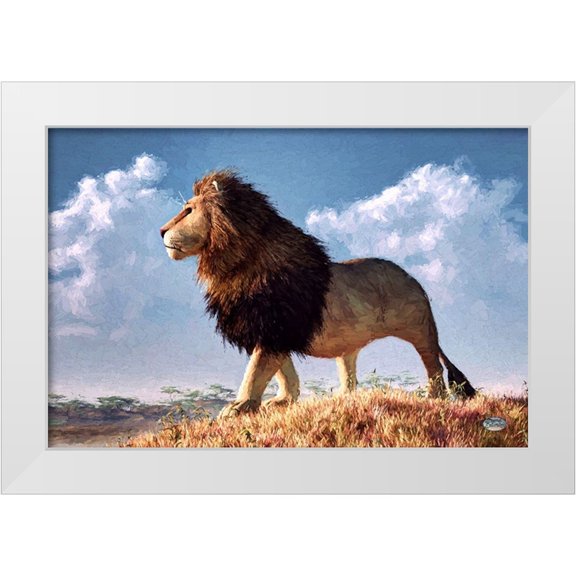 Eskridge, Daniel 14x11 White Modern Wood Framed Museum Art Print Titled - Impressionist Lion
