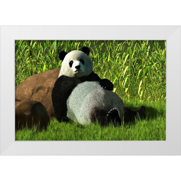 Eskridge, Daniel 14x11 White Modern Wood Framed Museum Art Print Titled - Reclining Panda