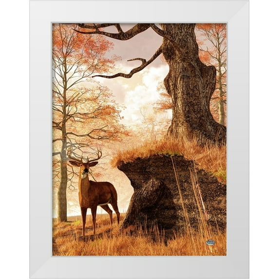 Eskridge, Daniel 19x24 White Modern Wood Framed Museum Art Print Titled - Autumn Buck