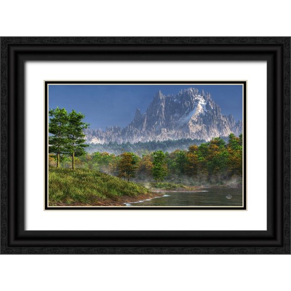 Eskridge, Daniel 24x17 Black Ornate Wood Framed with Double Matting Museum Art Print Titled - Happy River Valley