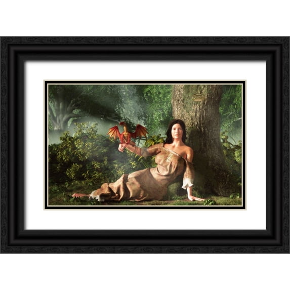 Eskridge, Daniel 24x17 Black Ornate Wood Framed with Double Matting Museum Art Print Titled - My Little Dragon