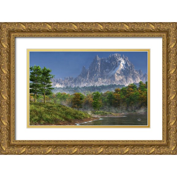 Eskridge, Daniel 24x17 Gold Ornate Wood Framed with Double Matting Museum Art Print Titled - Happy River Valley