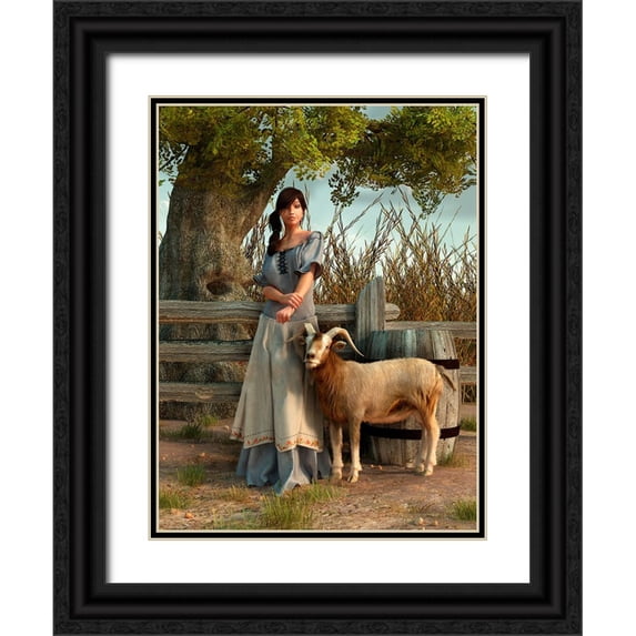 Eskridge, Daniel 25x32 Black Ornate Wood Framed with Double Matting Museum Art Print Titled - The Farmers Daughter