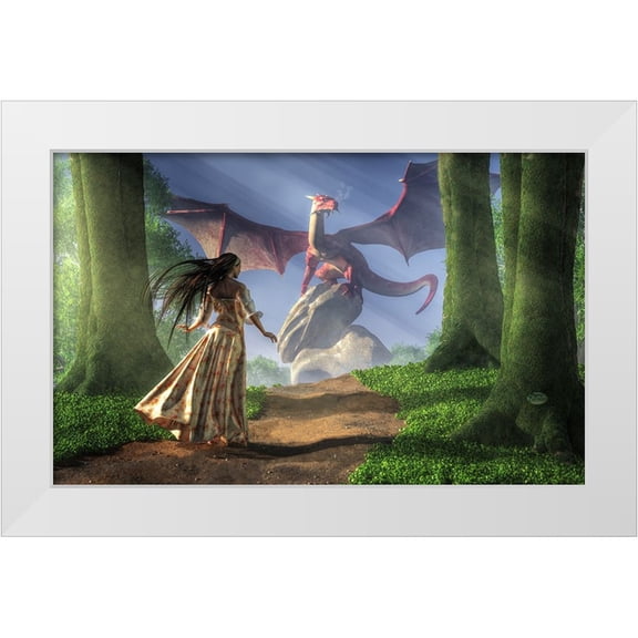 Eskridge, Daniel 32x22 White Modern Wood Framed Museum Art Print Titled - Facing The Red Dragon
