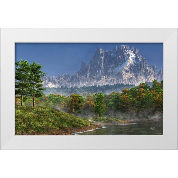 Eskridge, Daniel 32x22 White Modern Wood Framed Museum Art Print Titled - Happy River Valley
