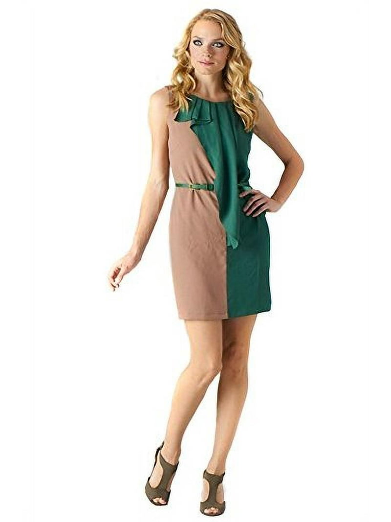 green colorblock dress Forest Green Striped Color Block Collared Terry Dress – PinkBlush main image 1