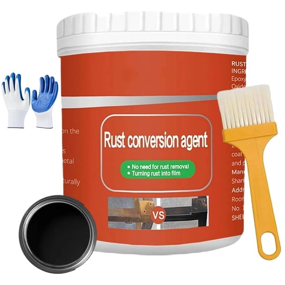 Esmalte Pro Para Metal Oxidado,Water Based Metallic Paint,Anti Rust Paint with Brush, Eliminates Oxides from Aluminum,Cast Iron, And Steel ,Rust Remover for Metal(Black)