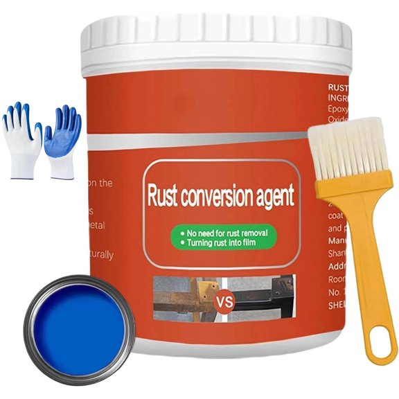 Esmalte Pro Para Metal Oxidado,Water Based Metallic Paint,Anti Rust Paint with Brush, Eliminates Oxides from Aluminum,Cast Iron, And Steel ,Rust Remover for Metal(Blue)