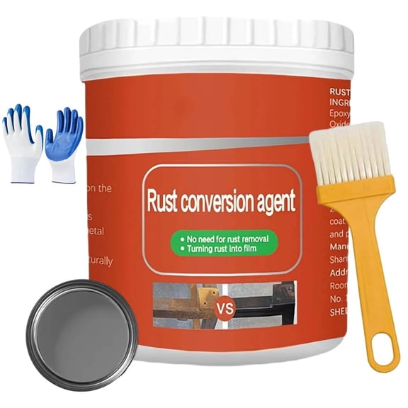 Esmalte Pro Para Metal Oxidado,Water Based Metallic Paint,Anti Rust Paint with Brush, Eliminates Oxides from Aluminum,Cast Iron, And Steel ,Rust Remover for Metal(Gray)