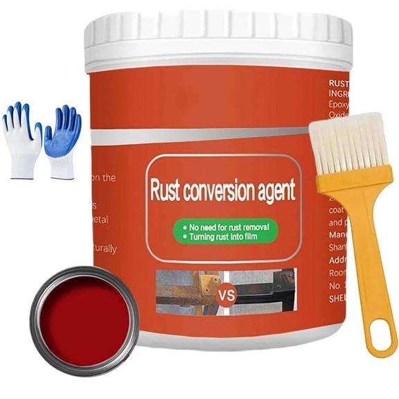 Esmalte Pro Para Metal Oxidado,Water Based Metallic Paint,Anti Rust Paint with Brush, Eliminates Oxides from Aluminum,Cast Iron, And Steel ,Rust Remover for Metal(Red)