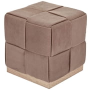 Aria Home Upholstered Foot Stool 17 Accent Seat for Living Room & Bedroom, Brown