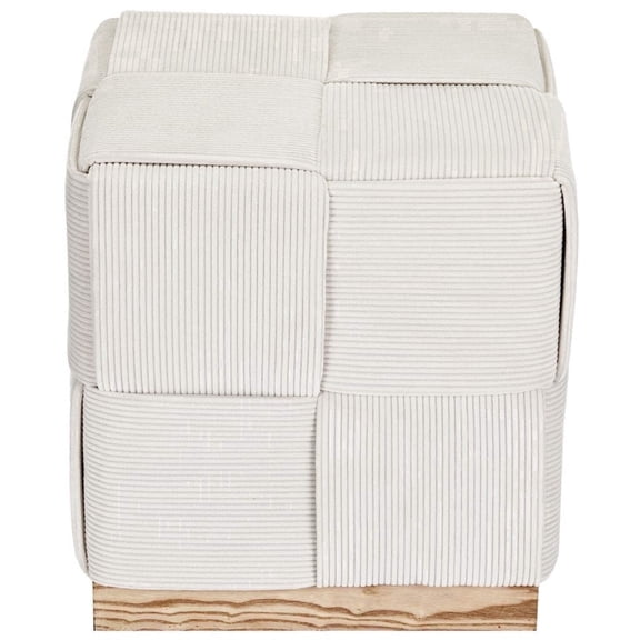 Aria Home Upholstered Foot Stool 17", Decorative Ottoman Accent Seat for Bedroom, Cream