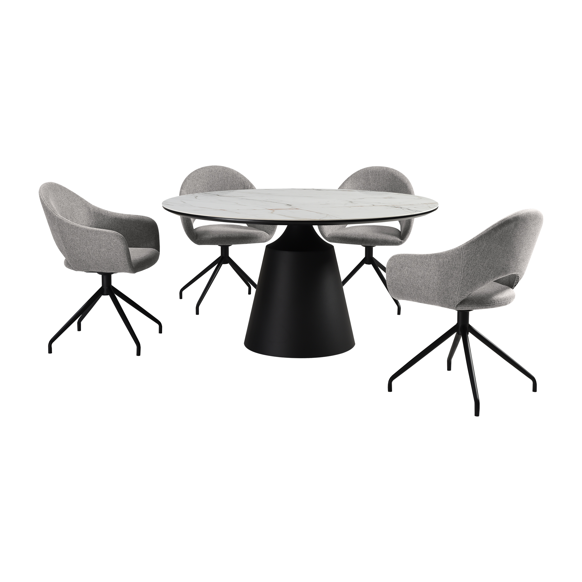 Esme Maverick 5 Piece Dining Set with Taupe Gray Faux Leather Chairs ...